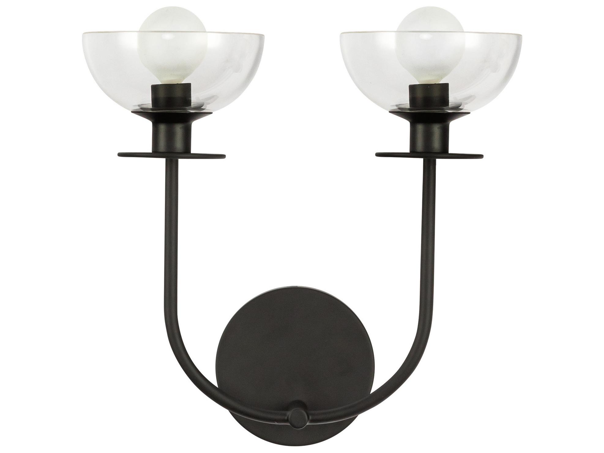 Alora Mood Sylvia 2-Light Matte Black Wall Sconce