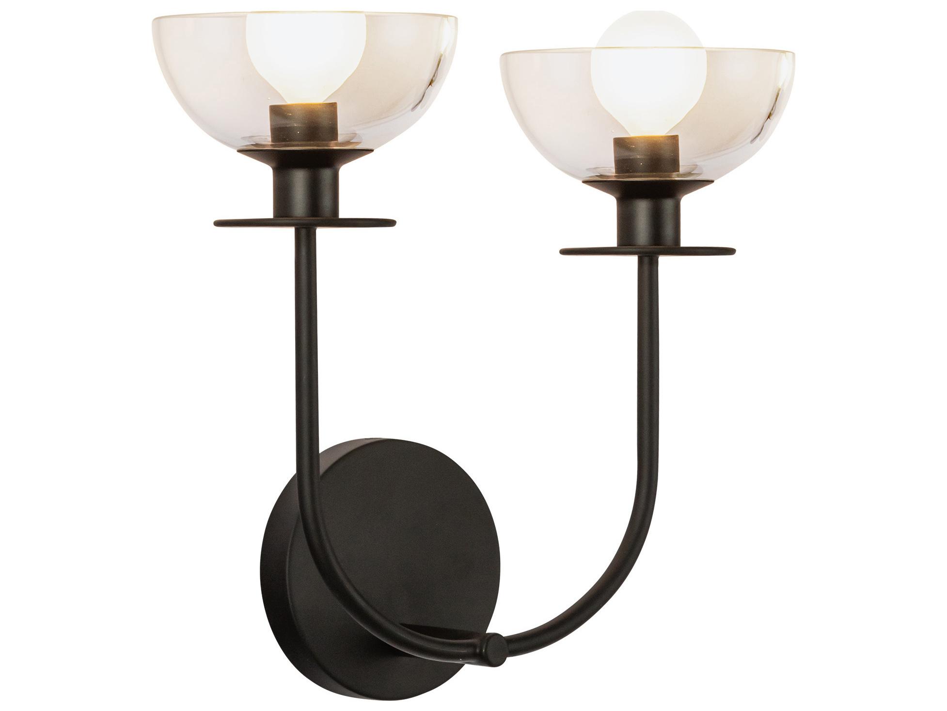 Alora Mood Sylvia 2-Light Matte Black Wall Sconce
