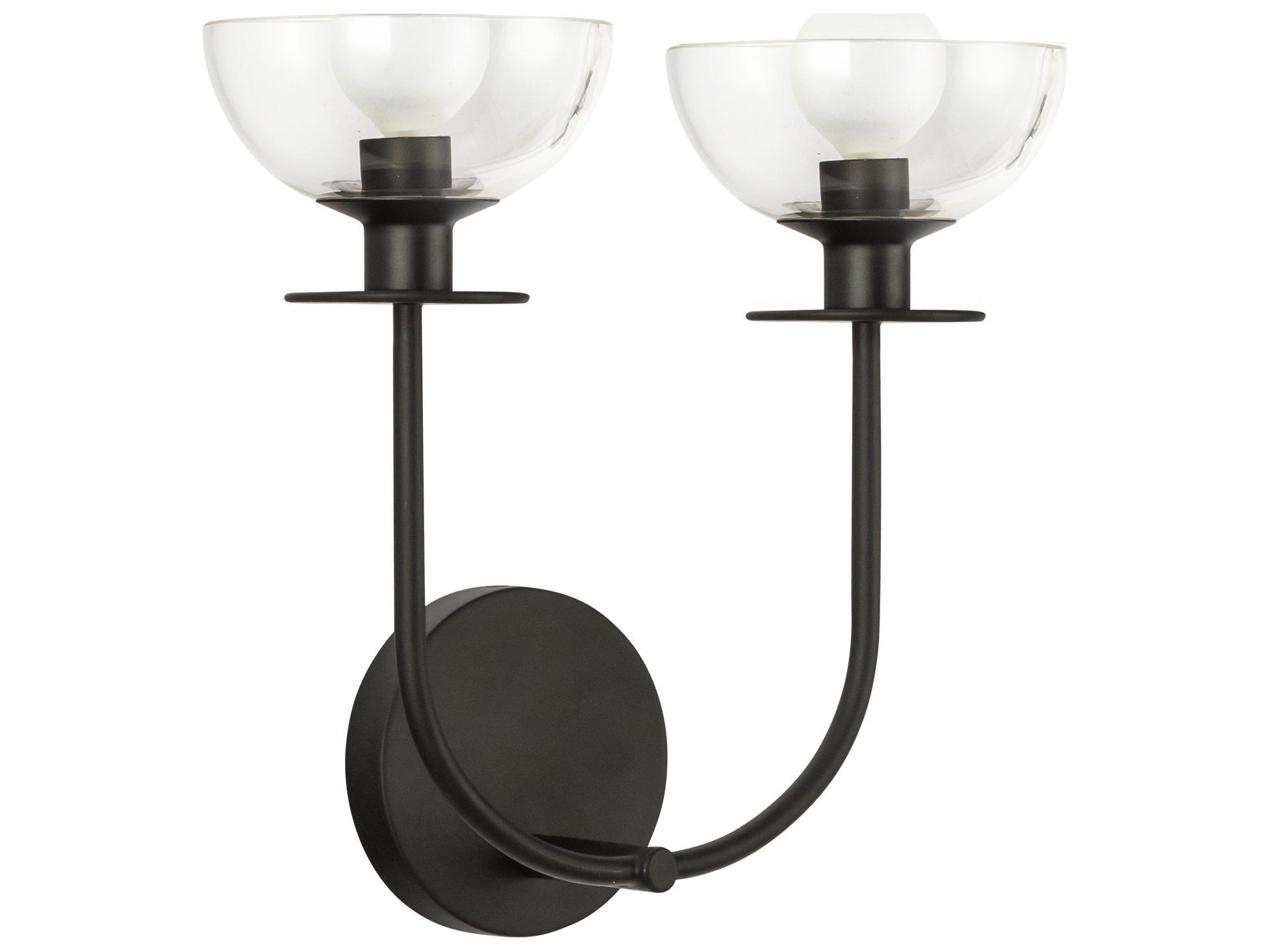 Alora Mood Sylvia 2-Light Matte Black Wall Sconce