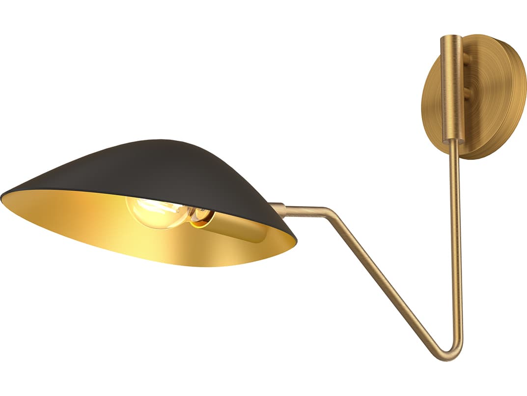 Alora Mood Oscar 1-Light Aged Gold Matte Black Swing Wall Sconce
