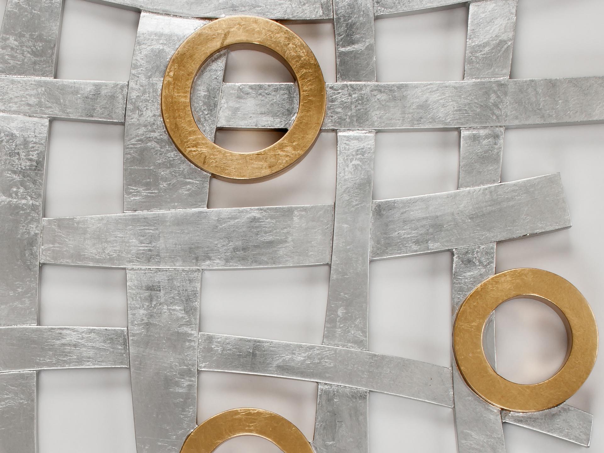 Artmax Silverleaf And Gold Accents Metal Wall Art