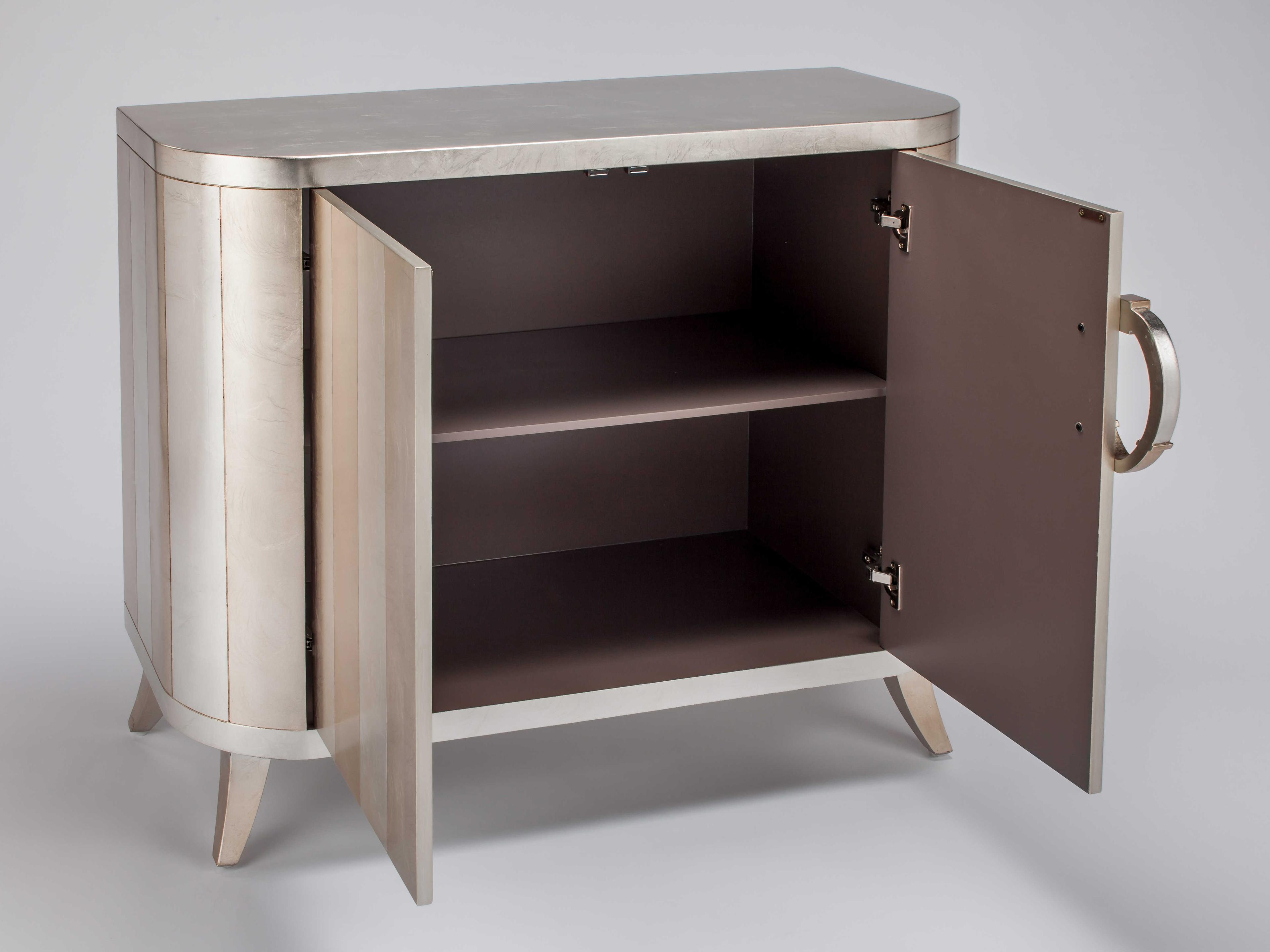 Artmax Silverleaf And Champagne Stripe Accent Chest