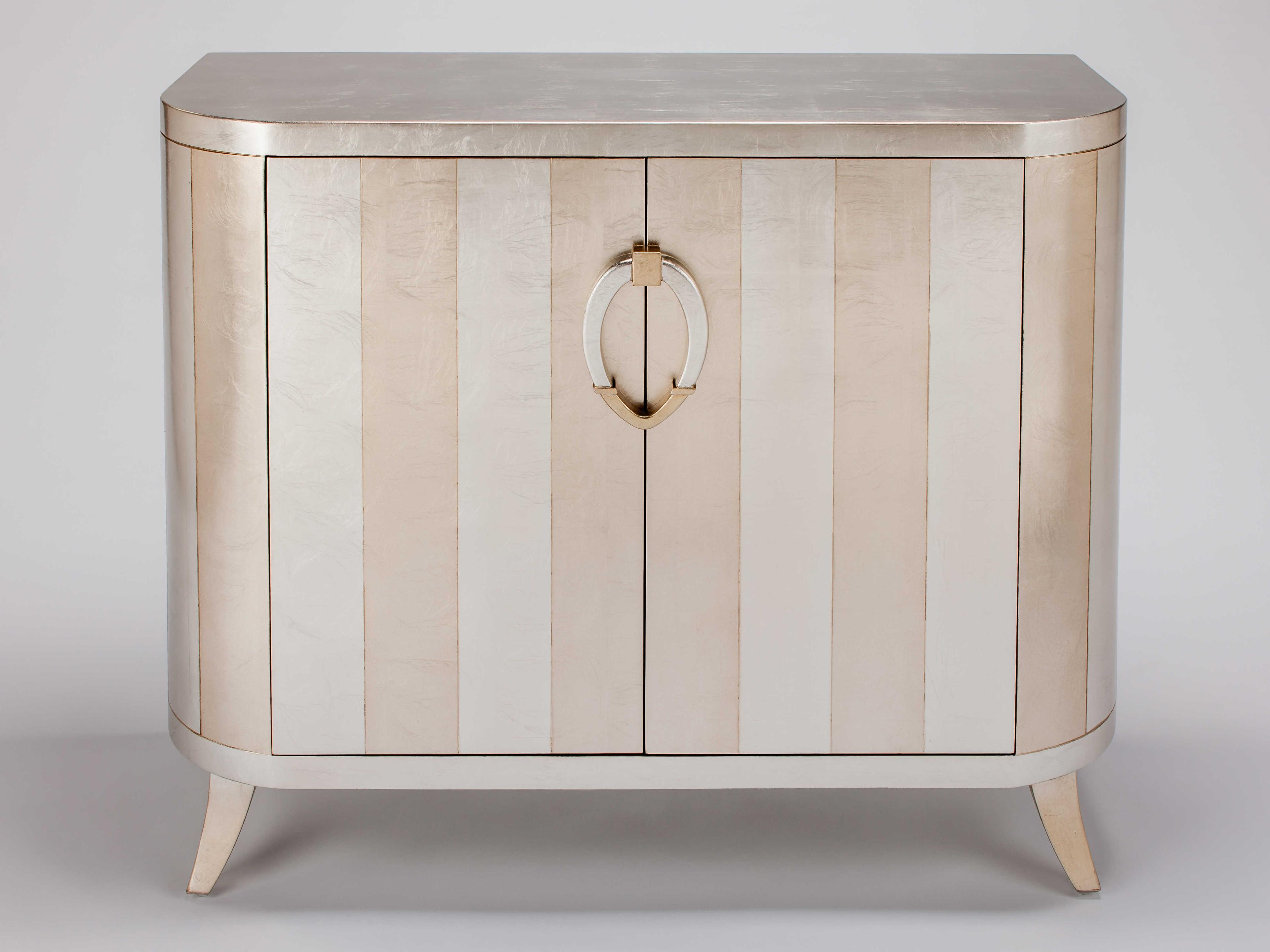 Artmax Silverleaf And Champagne Stripe Accent Chest