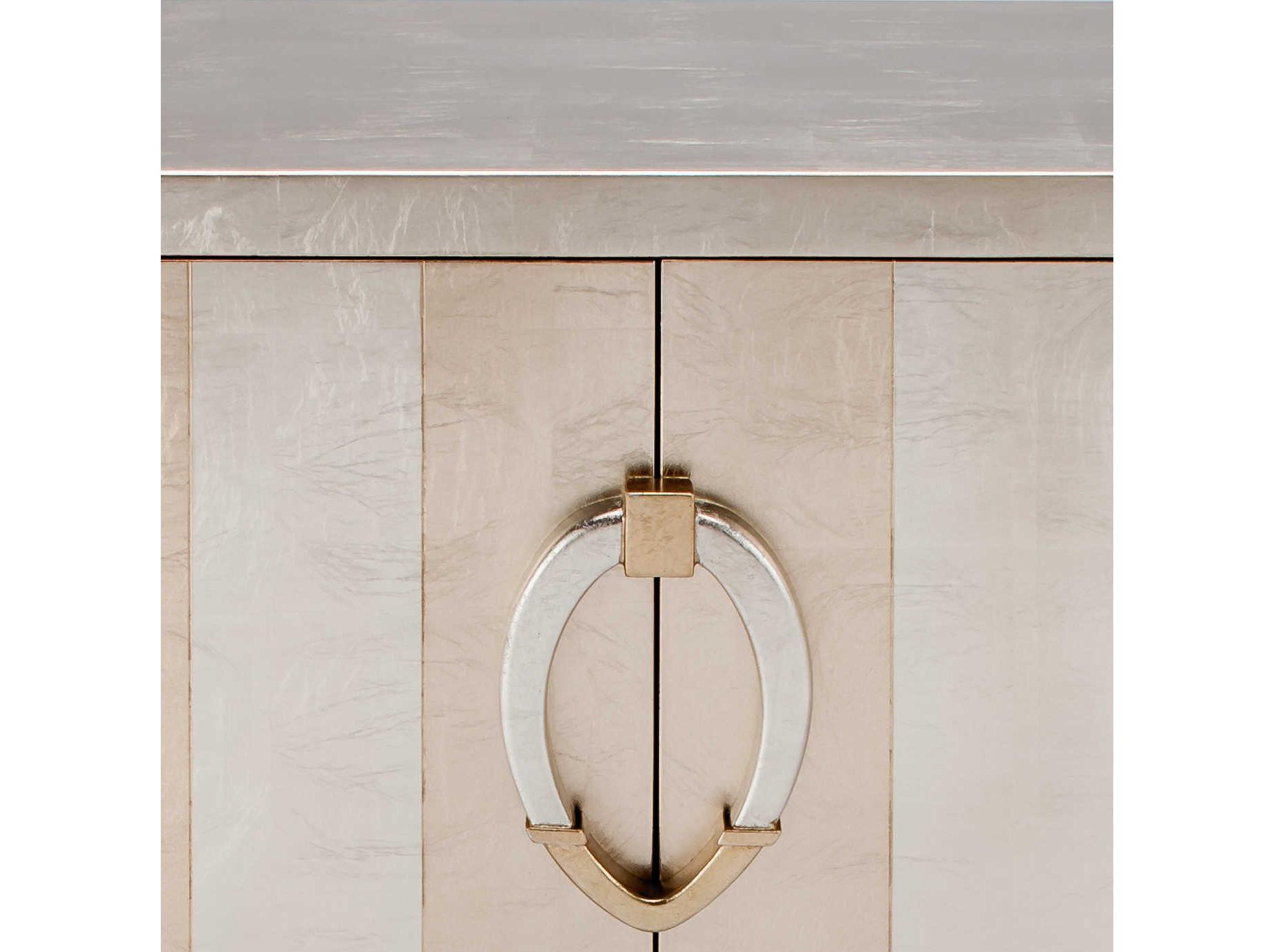 Artmax Silverleaf And Champagne Stripe Accent Chest