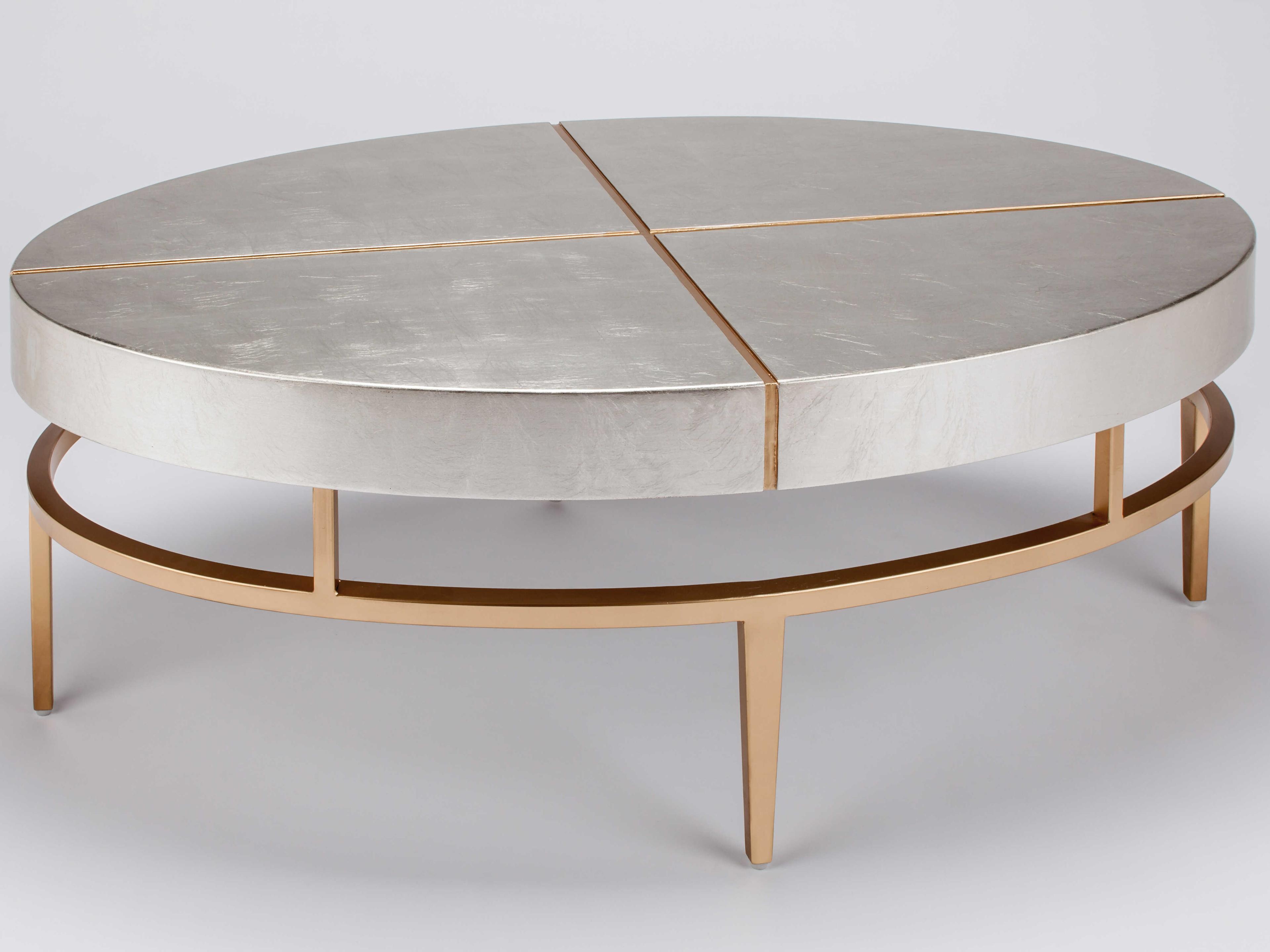 Artmax Oval Wood Silverleaf Gold Coffee Table