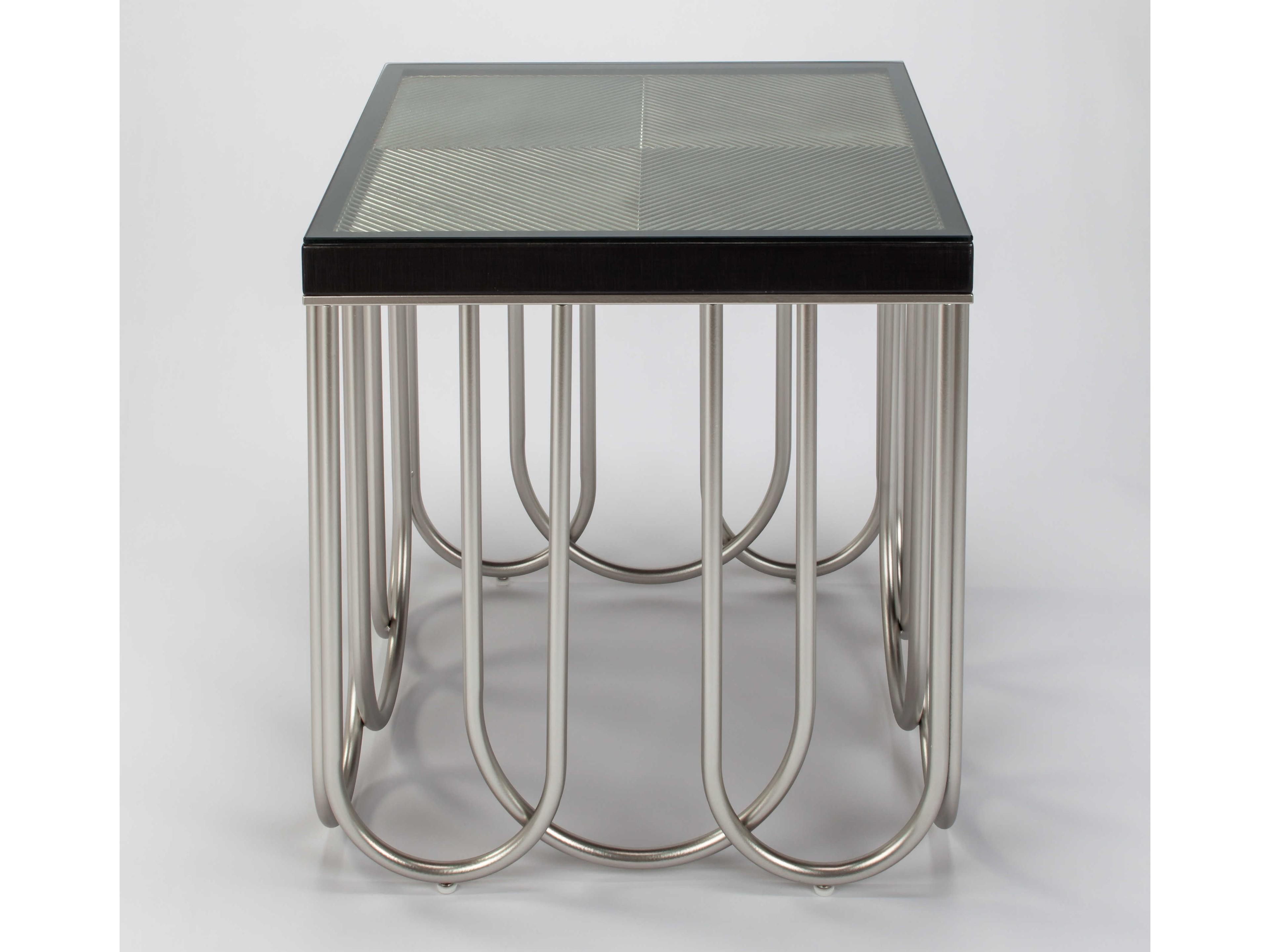 Artmax Square Glass Black Silver End Table