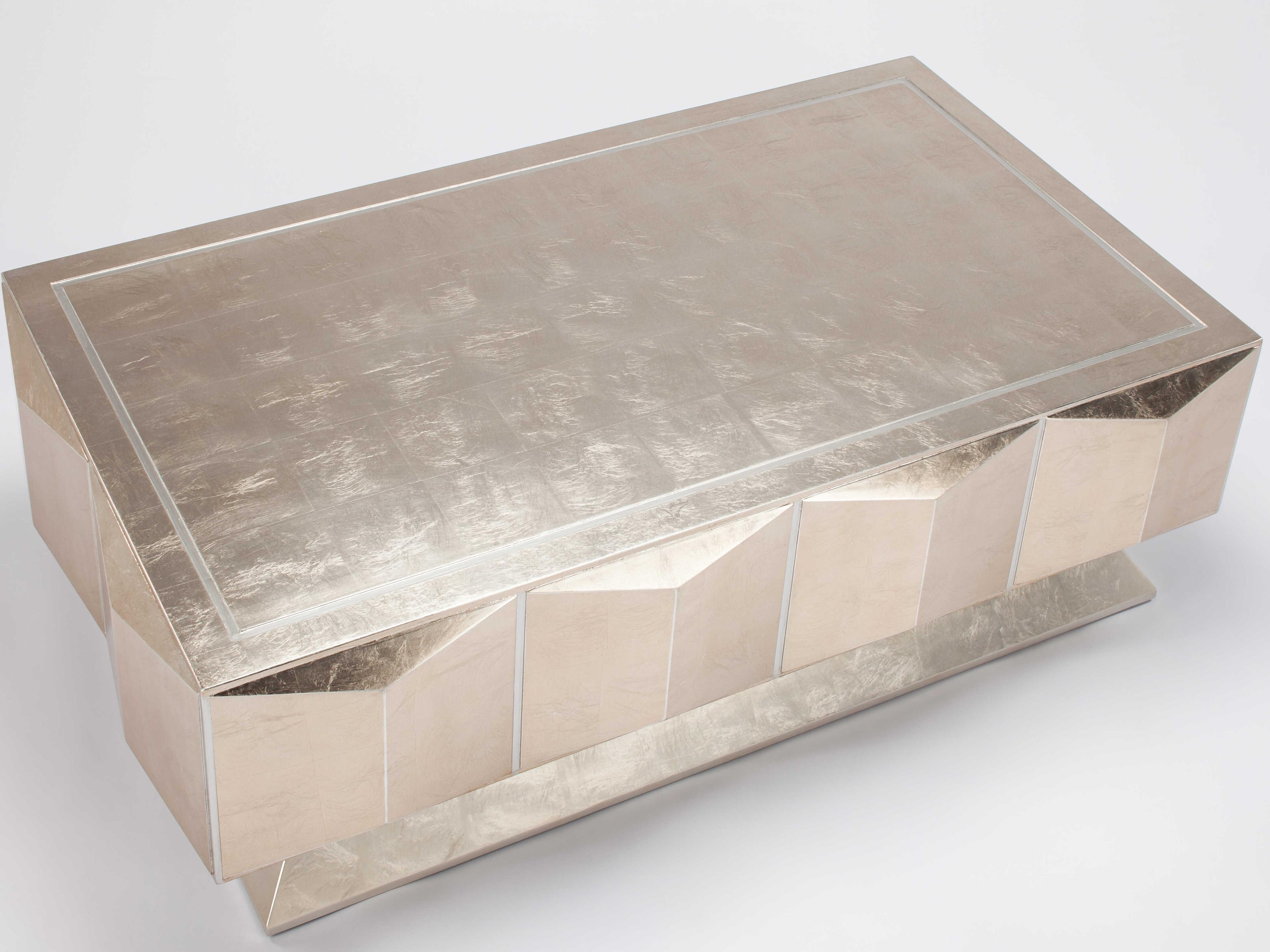 Artmax Rectangular Wood Champagne Silver Coffee Table