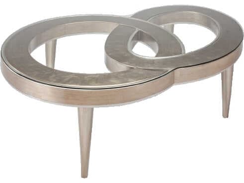 Artmax Glass Soft Goldleaf Silver Trim Coffee Table