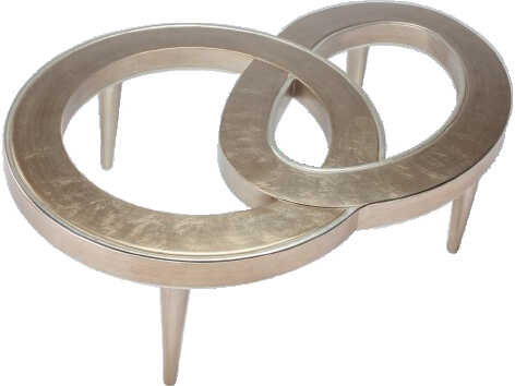 Artmax Glass Soft Goldleaf Silver Trim Coffee Table