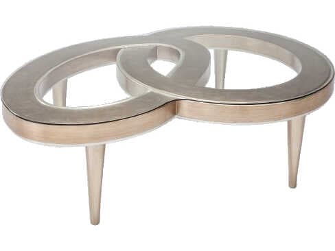 Artmax Glass Soft Goldleaf Silver Trim Coffee Table