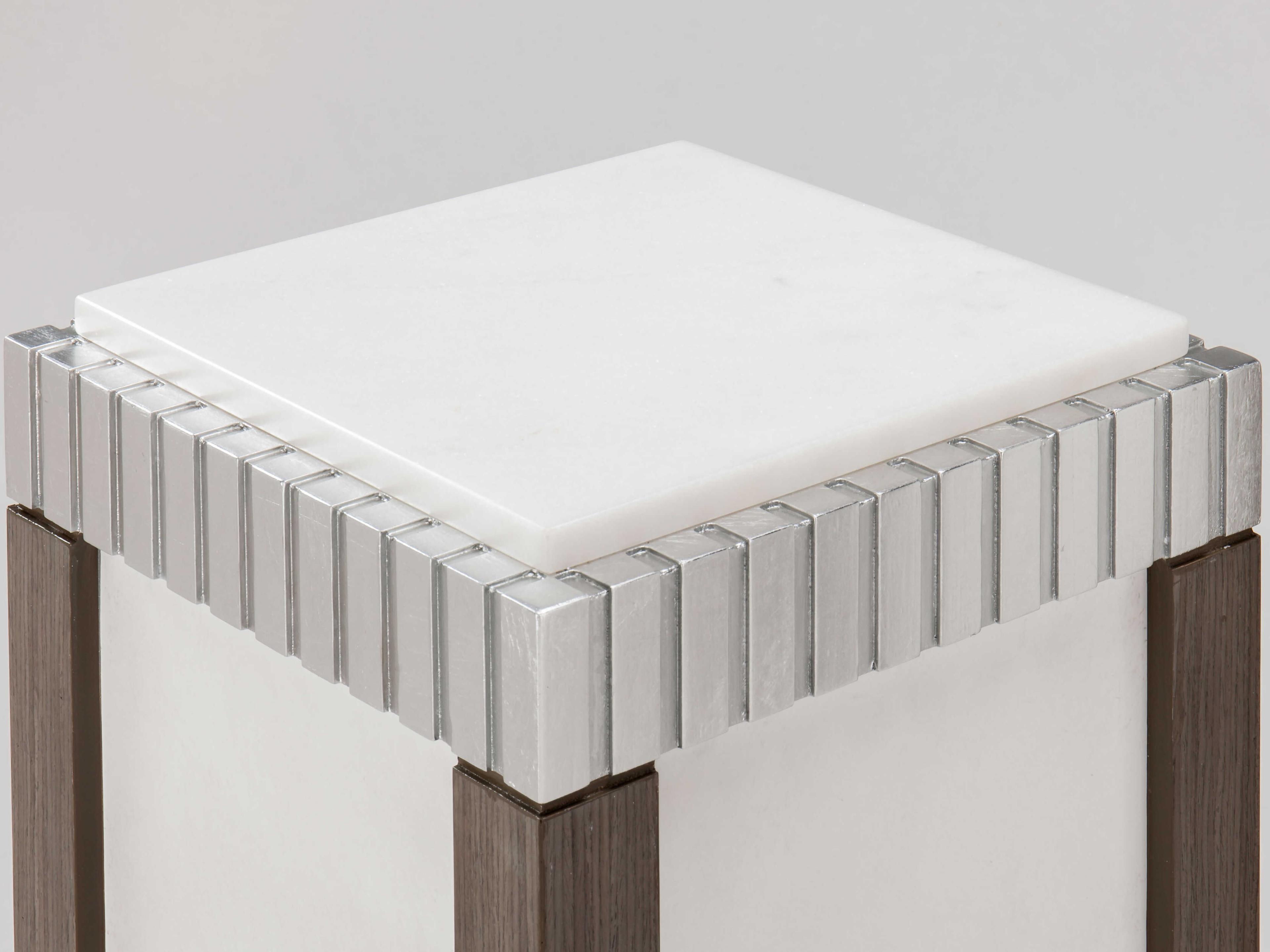 Artmax Square Stone White Silver Smoky Gray End Table