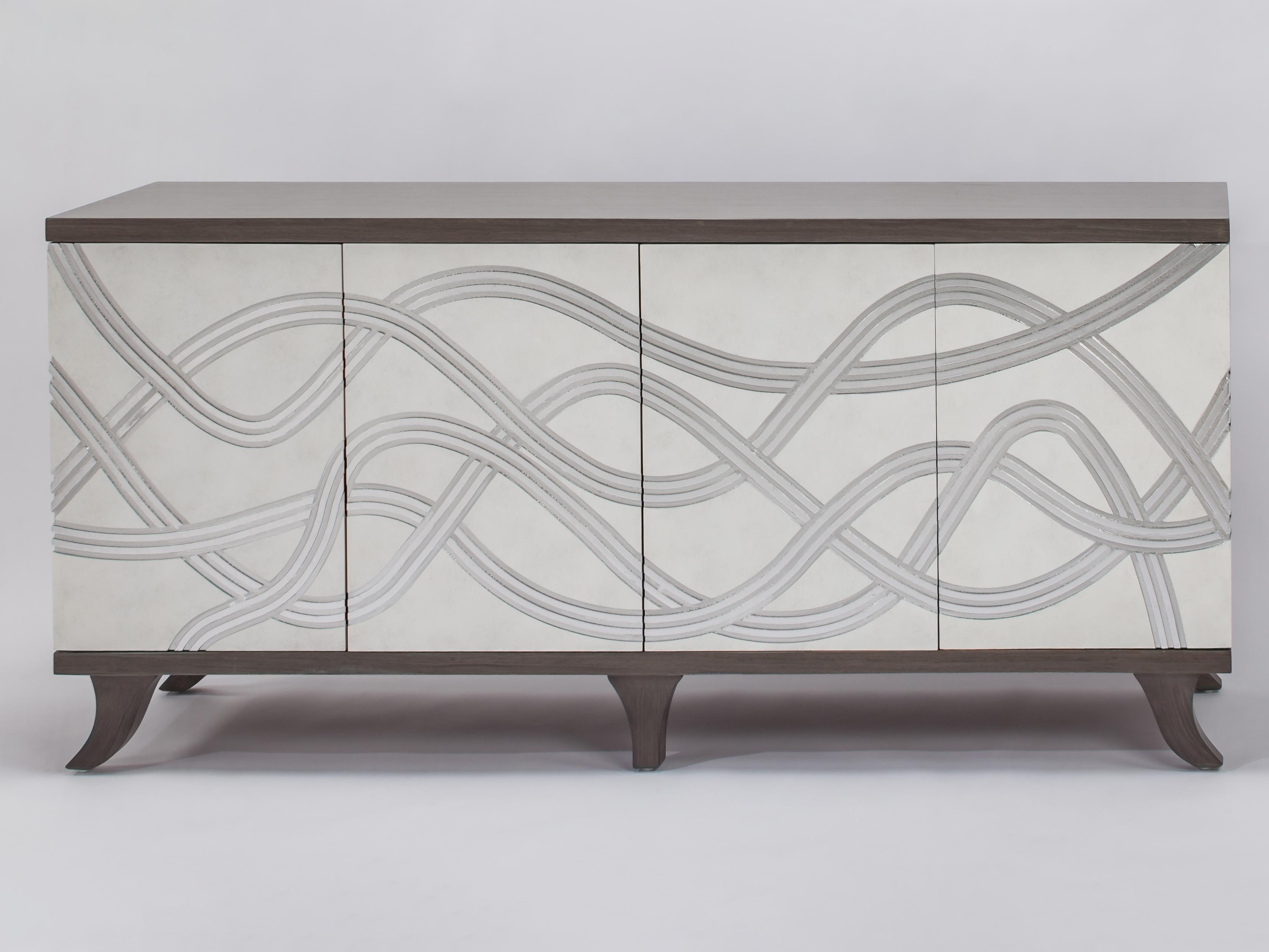 Artmax Frosty White and Silver Accent Chest