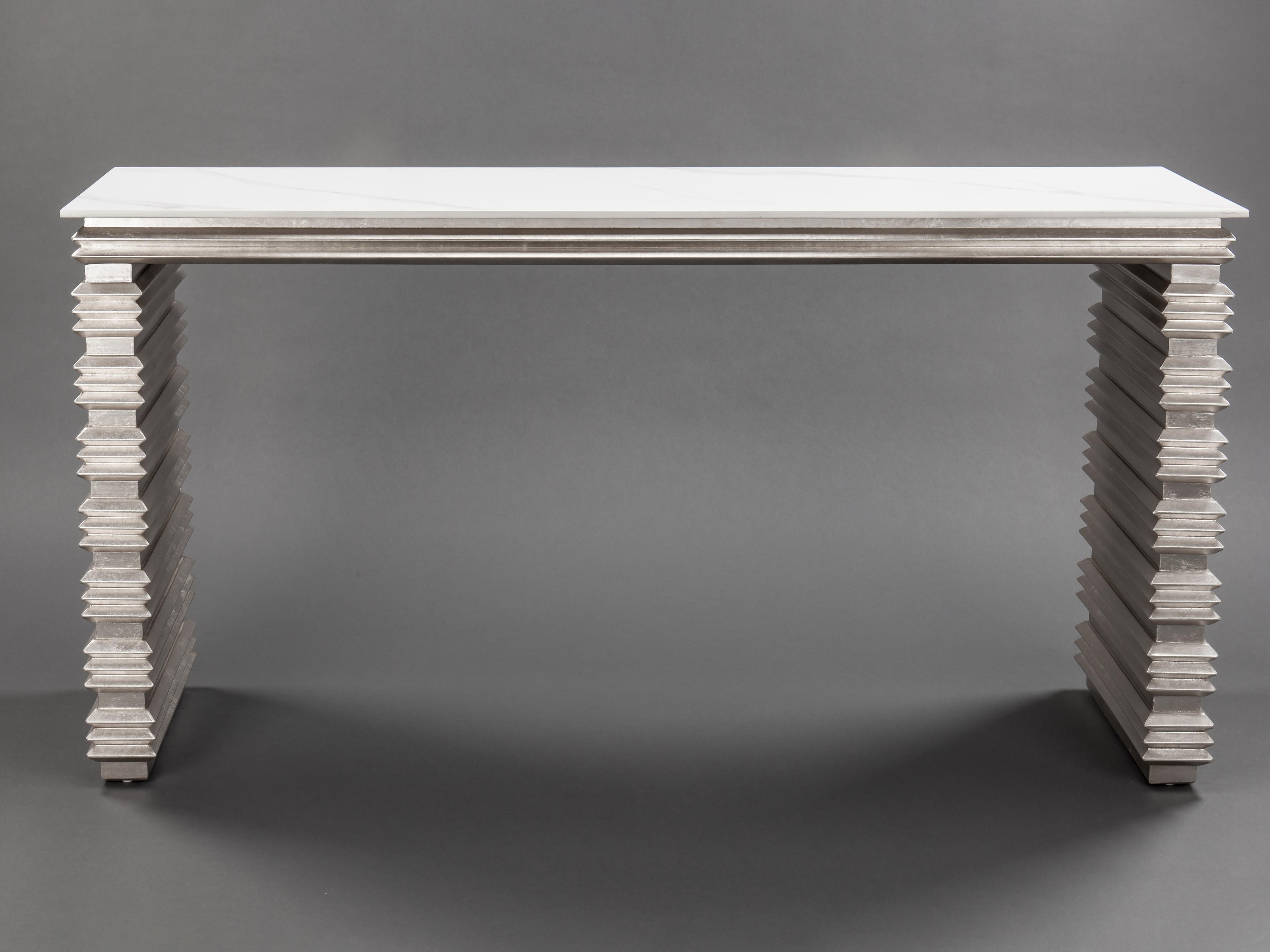 Artmax Warm Silverleaf Rectangular Console Table