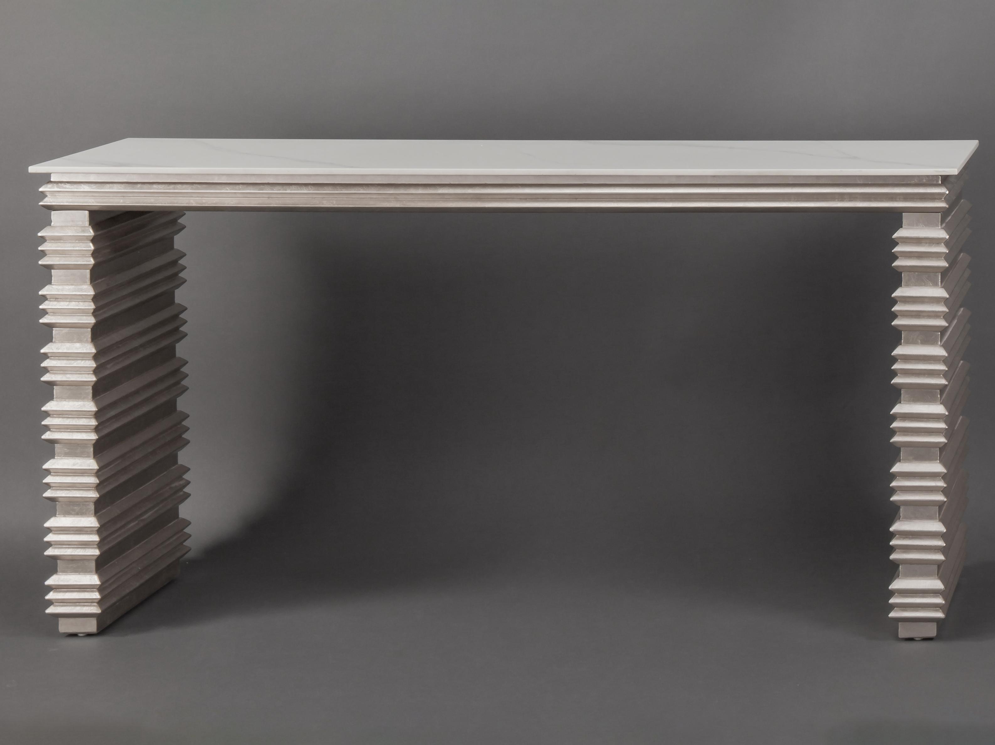 Artmax Warm Silverleaf Rectangular Console Table