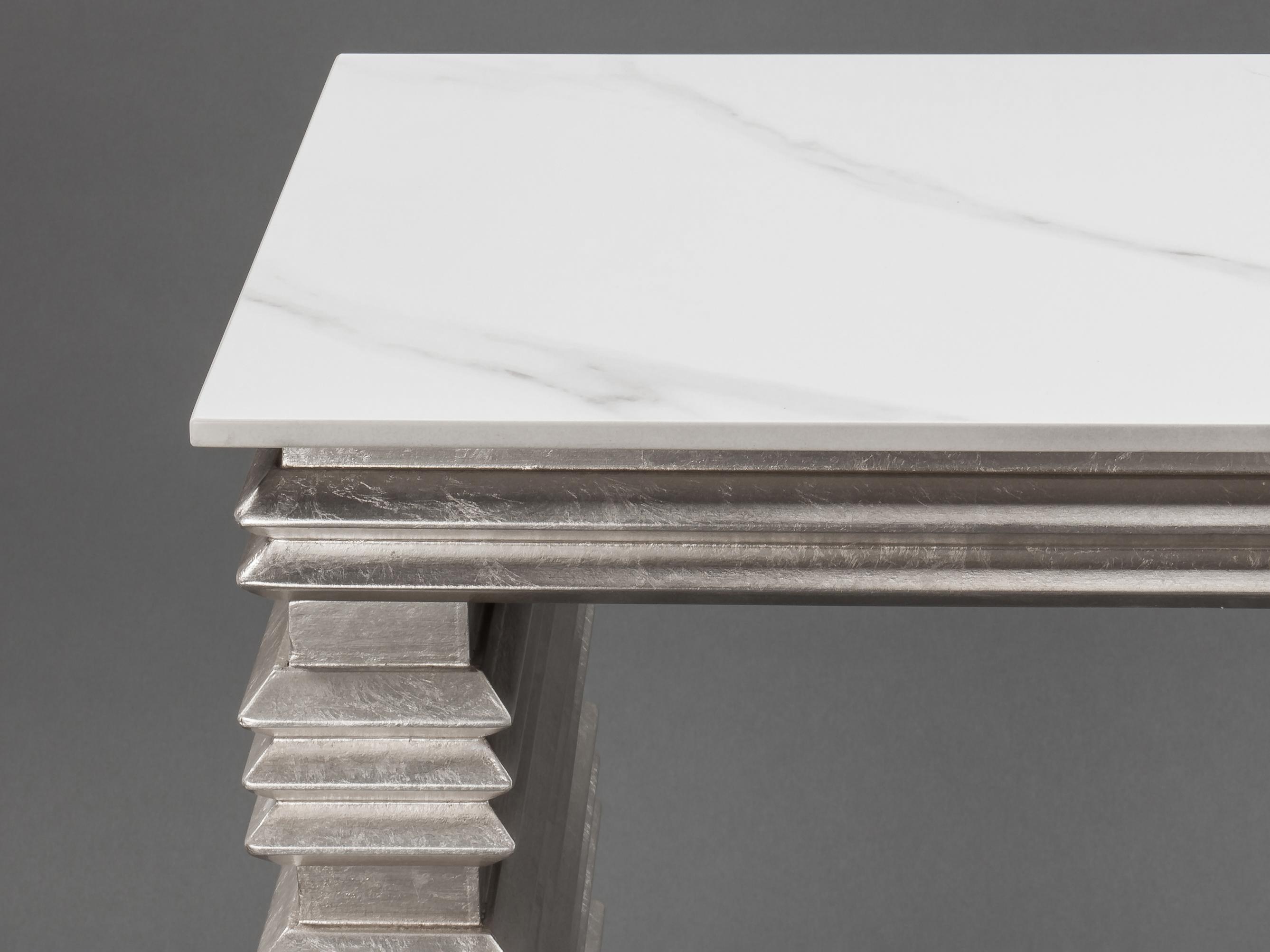 Artmax Warm Silverleaf Rectangular Console Table