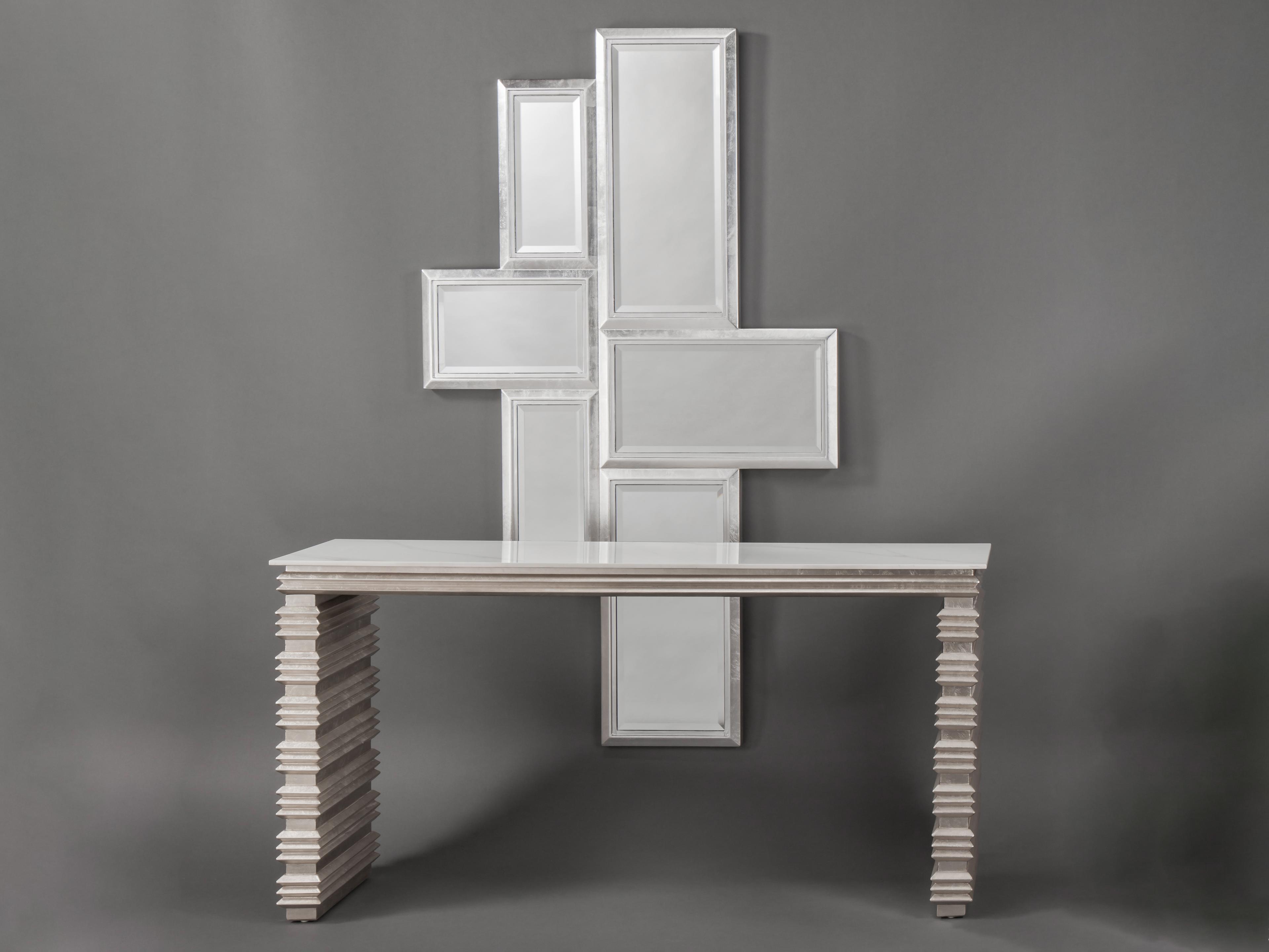 Artmax Warm Silverleaf Rectangular Console Table