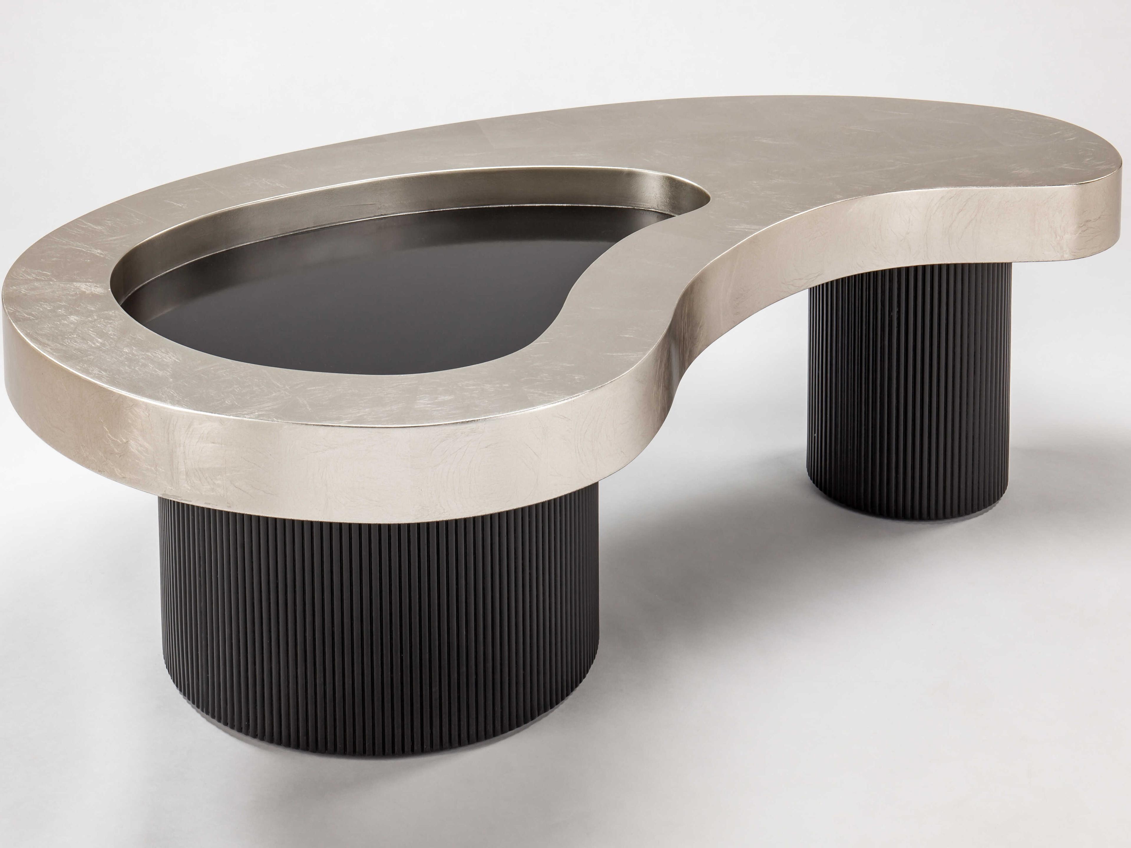 Artmax Glass Silverleaf Black Coffee Table