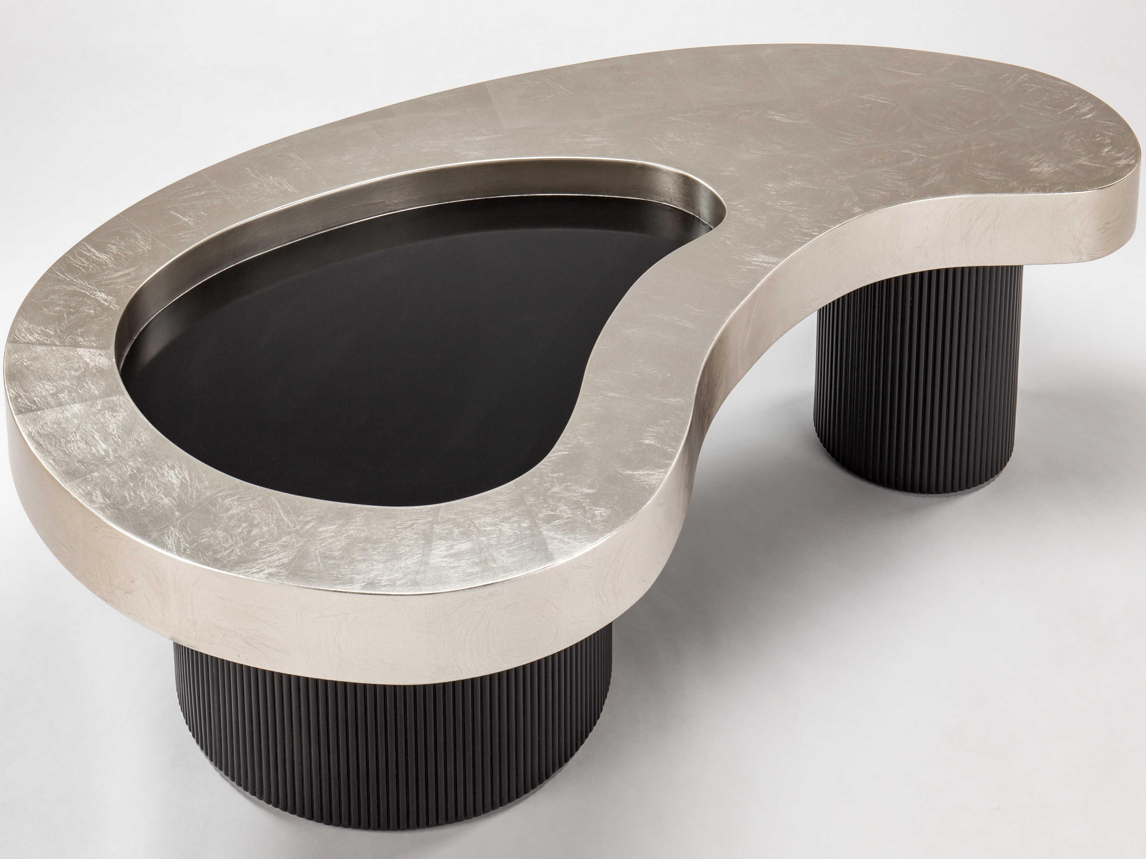 Artmax Glass Silverleaf Black Coffee Table