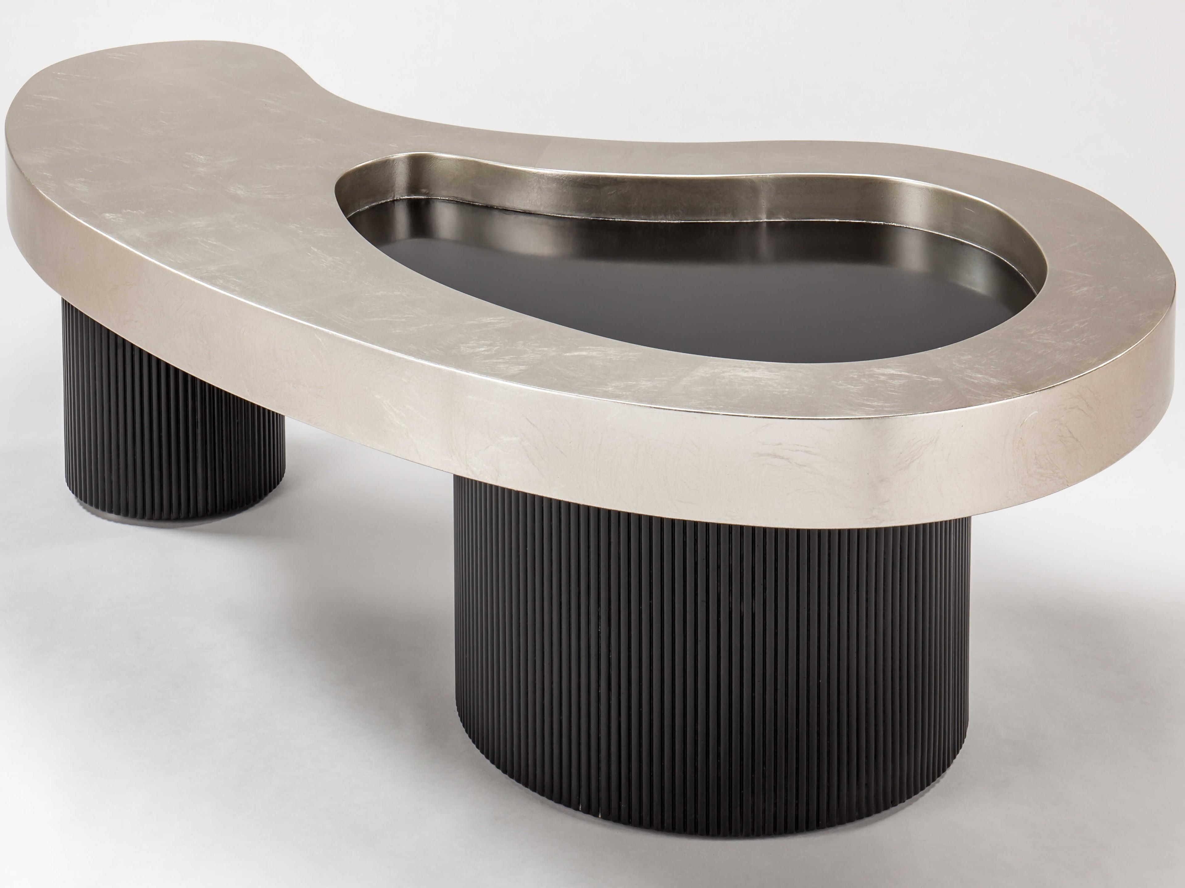 Artmax Glass Silverleaf Black Coffee Table