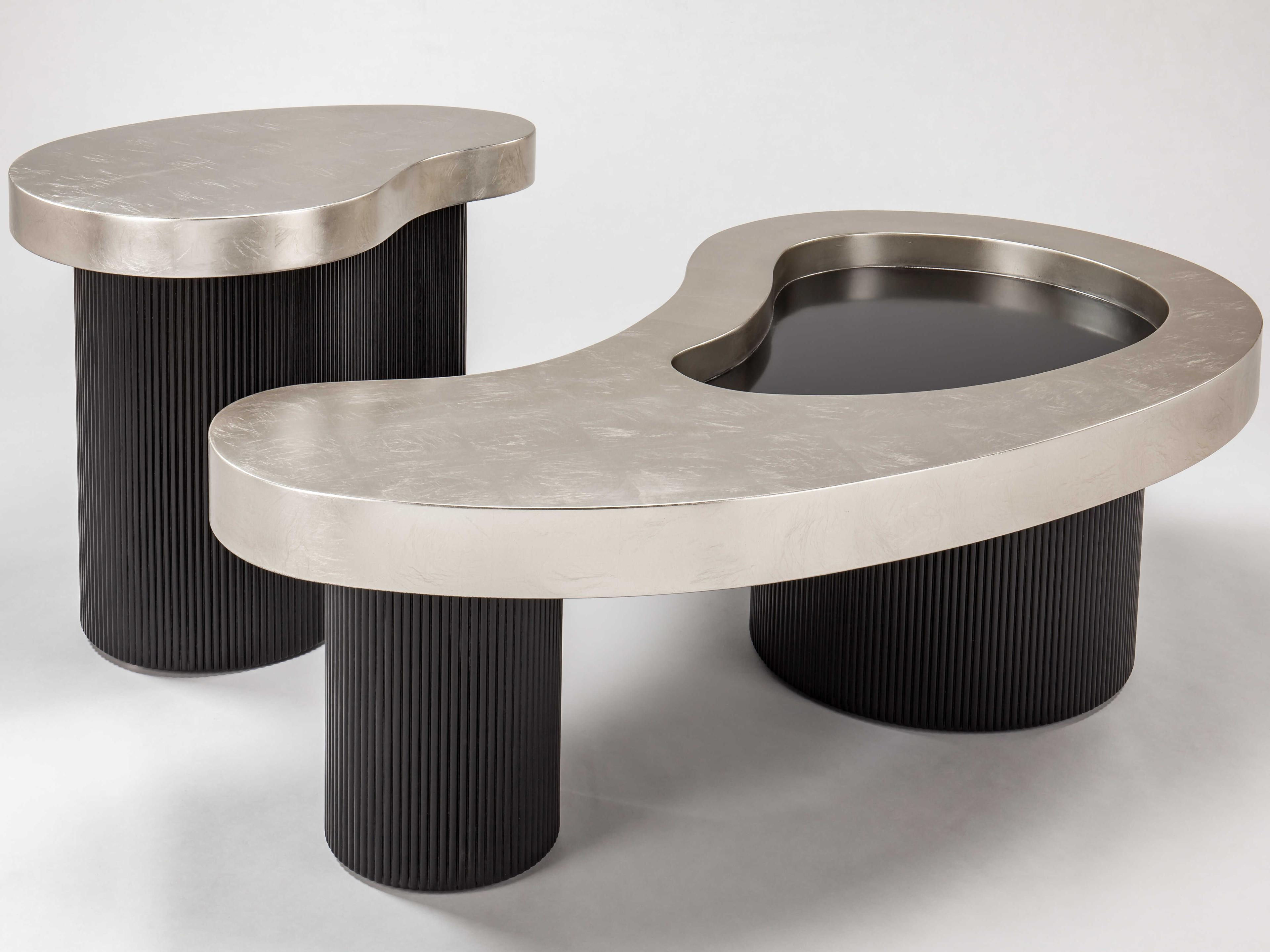 Artmax Glass Silverleaf Black Coffee Table