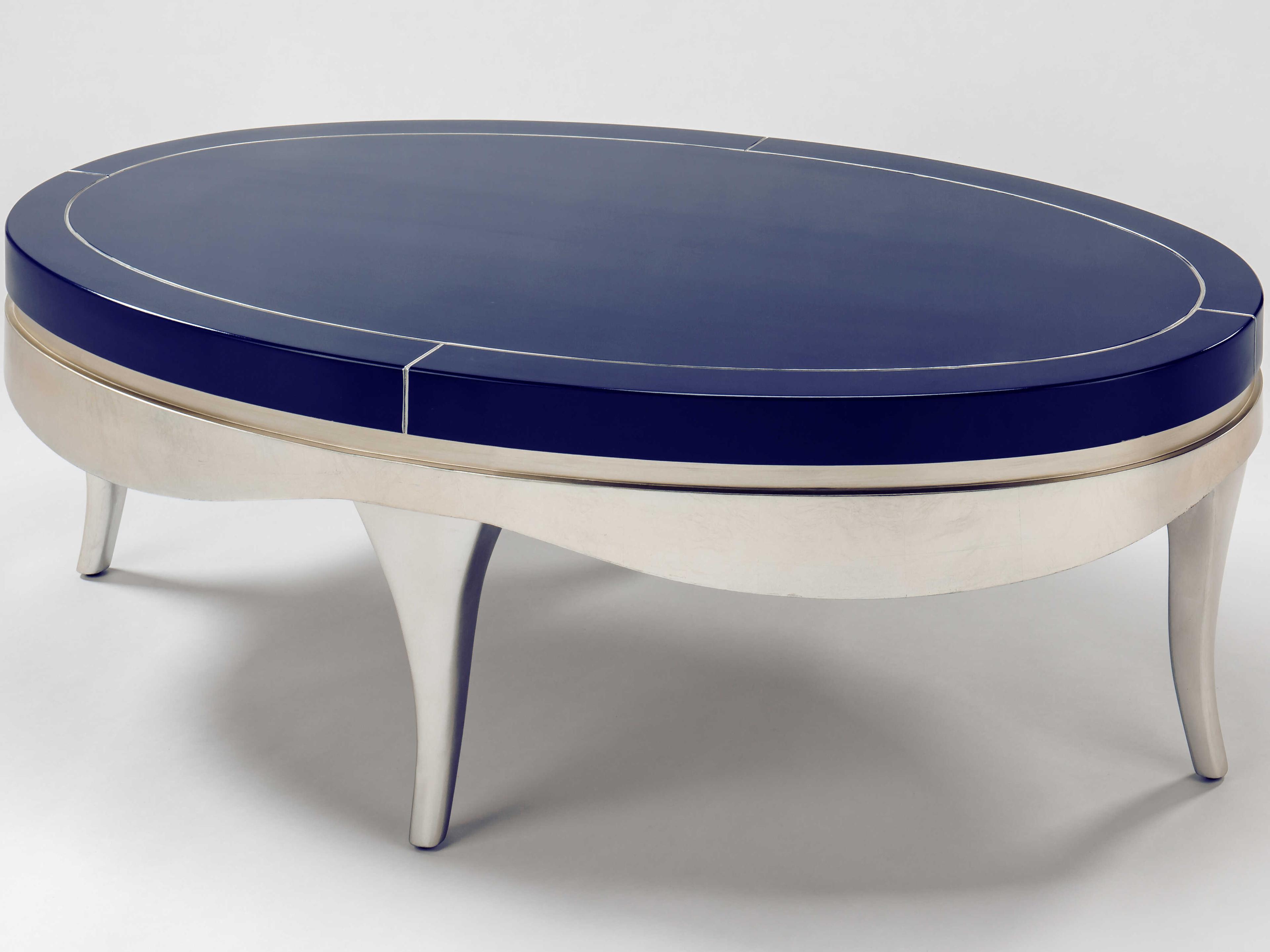 Artmax Oval Wood Blue Silverleaf Coffee Table