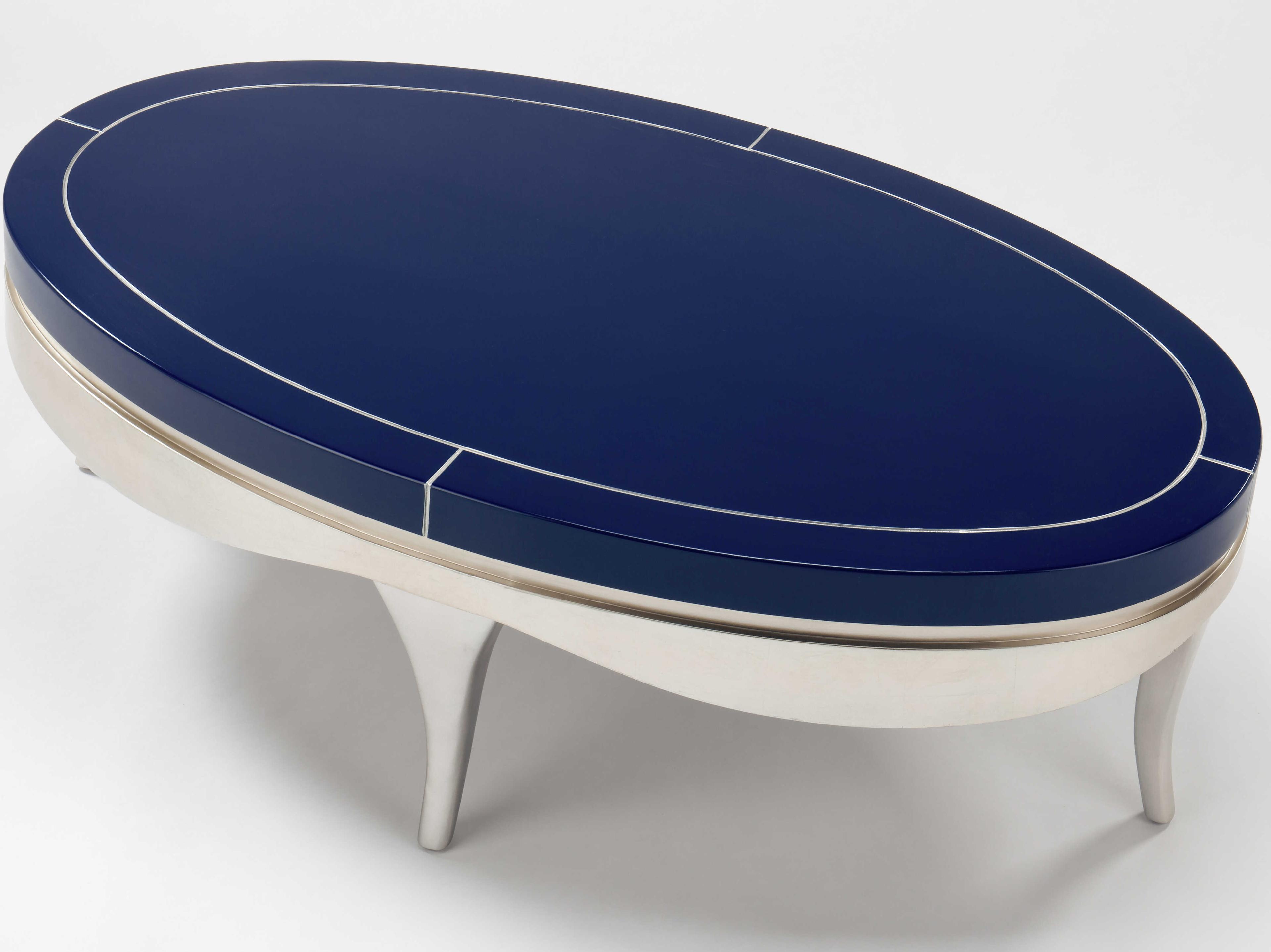 Artmax Oval Wood Blue Silverleaf Coffee Table
