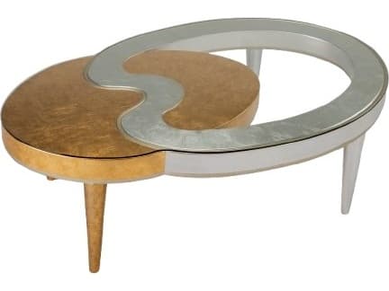 Artmax Oval Glass Gold Silver Coffee Table
