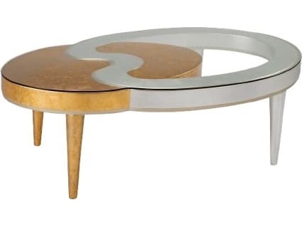 Artmax Oval Glass Gold Silver Coffee Table