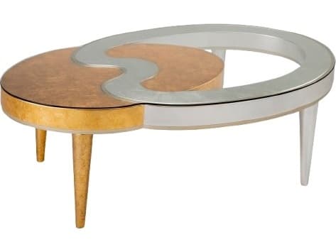 Artmax Oval Glass Gold Silver Coffee Table