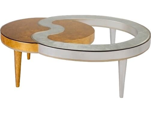 Artmax Oval Glass Gold Silver Coffee Table