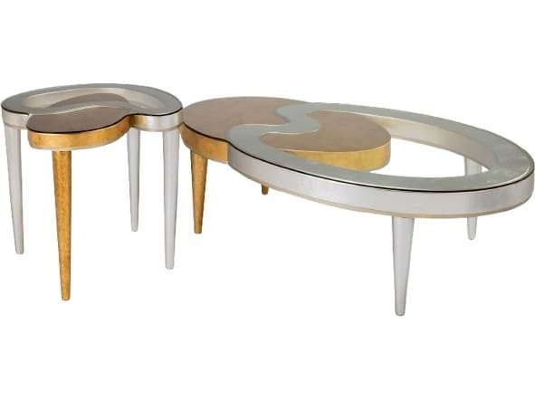 Artmax Oval Glass Gold Silver Coffee Table