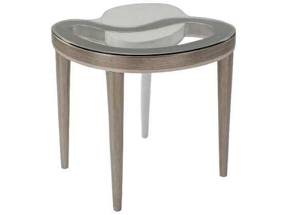 Artmax Glass Dusty White Silver End Table