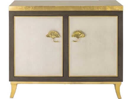 Artmax Aged Tarnished Goldleaf Beige Walnut Wood Accent Chest