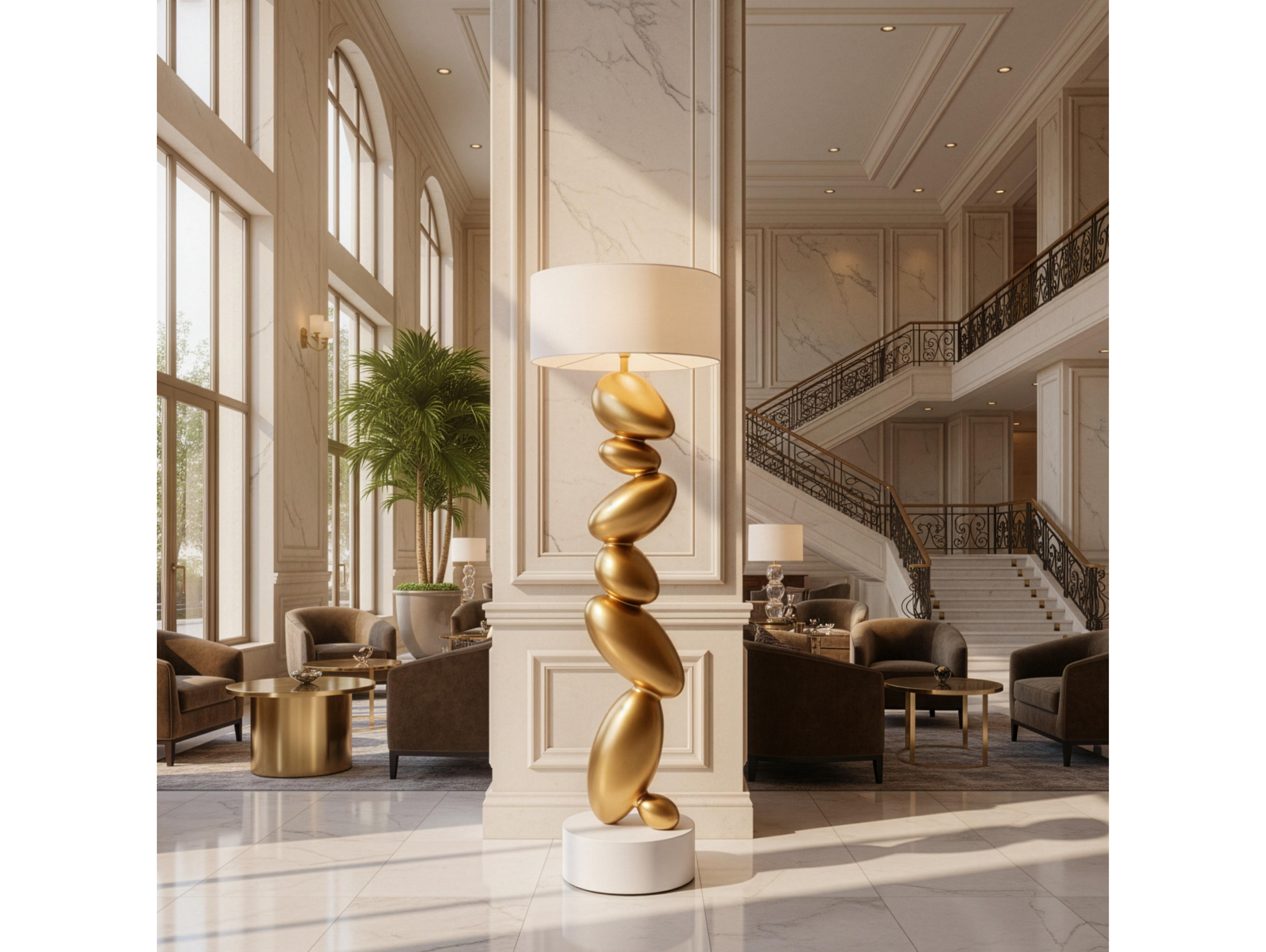 Artmax Gold White Floor Lamp