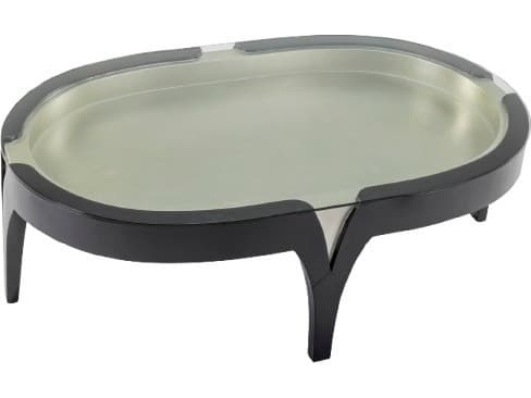 Artmax Oval Glass Black Silver Coffee Table