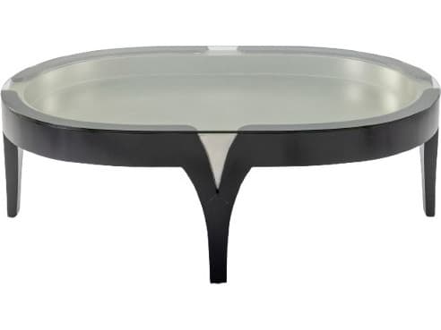 Artmax Oval Glass Black Silver Coffee Table
