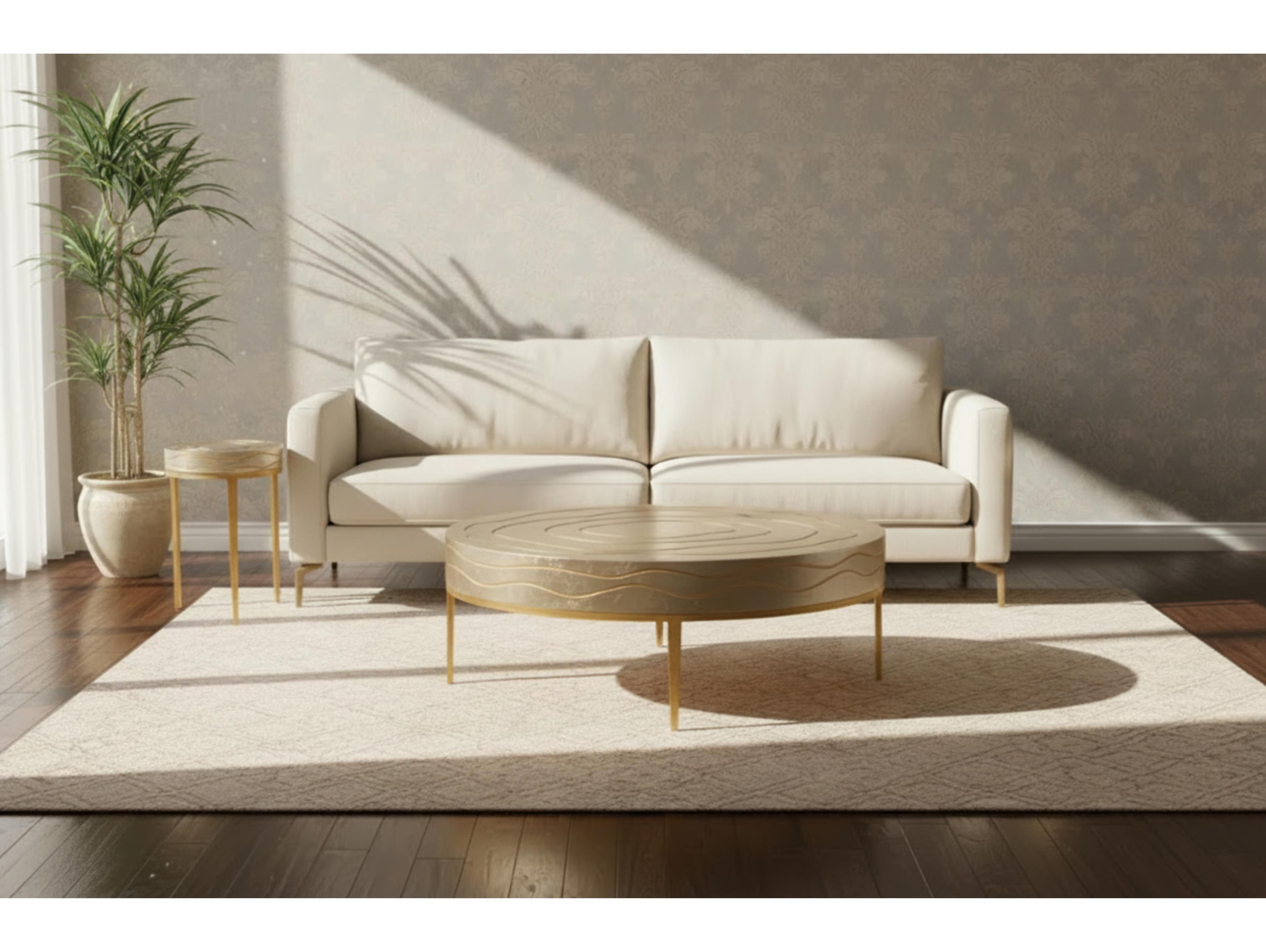 Artmax Round Silver Champagne Gold Coffee Table