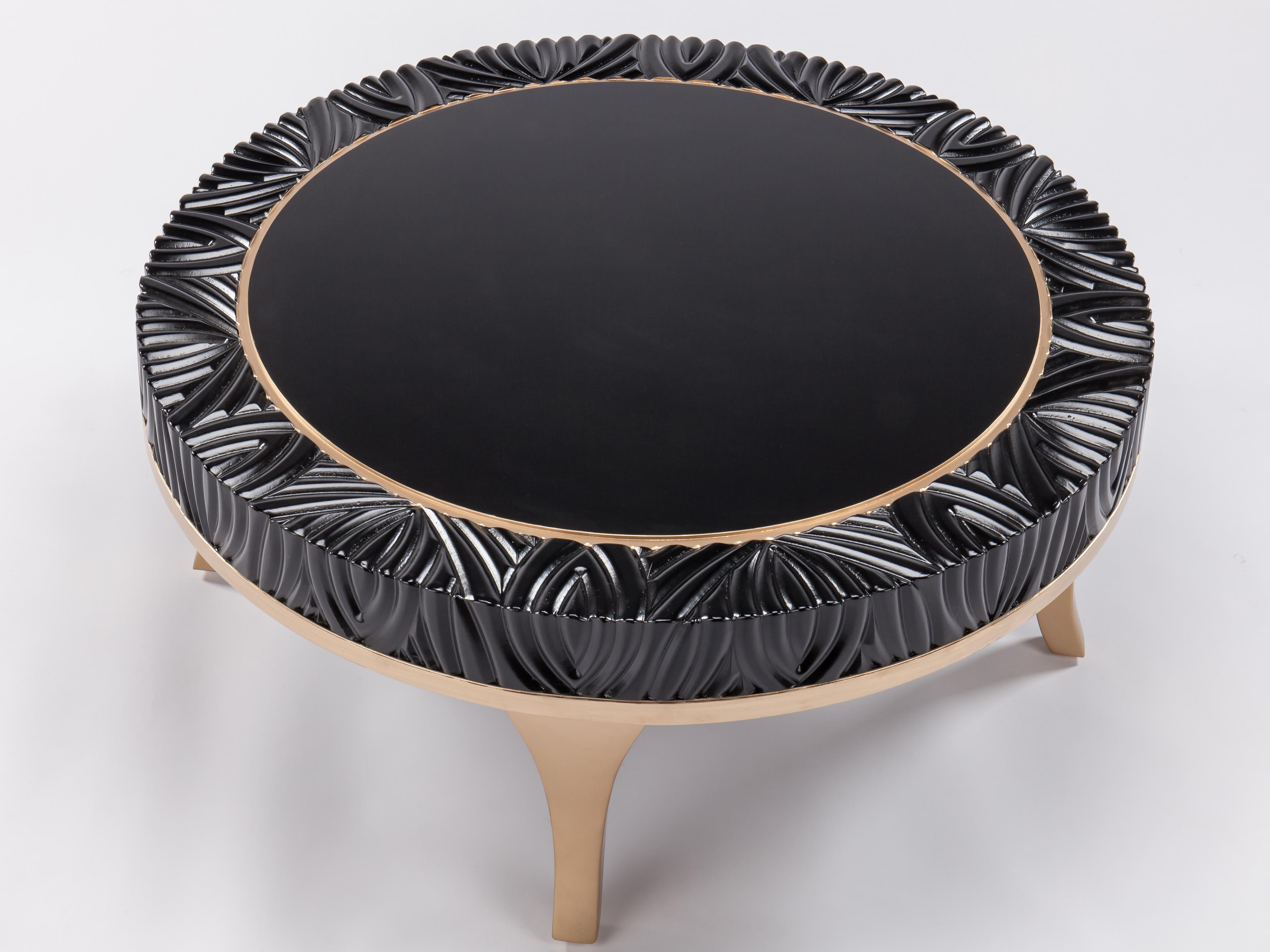 Artmax Black and Gold Round Coffee Table