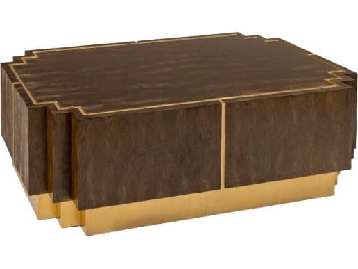 Artmax Rectangular Wood Walnut Bright Gold Coffee Table