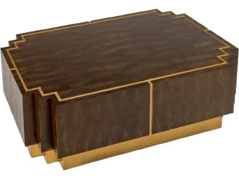 Artmax Rectangular Wood Walnut Bright Gold Coffee Table