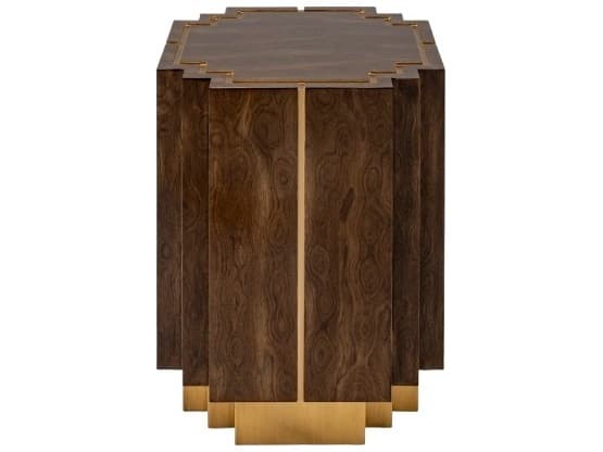 Artmax Square Wood Walnut Bright Gold End Table