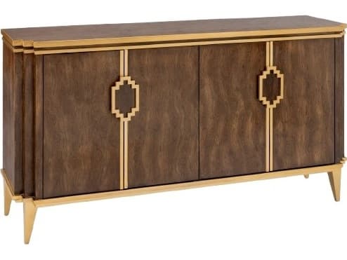 Artmax 68" Walnut Wood Bright Gold Sideboard