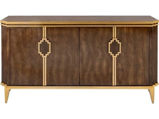 Artmax 68" Walnut Wood Bright Gold Sideboard