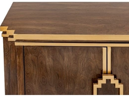 Artmax 68" Walnut Wood Bright Gold Sideboard