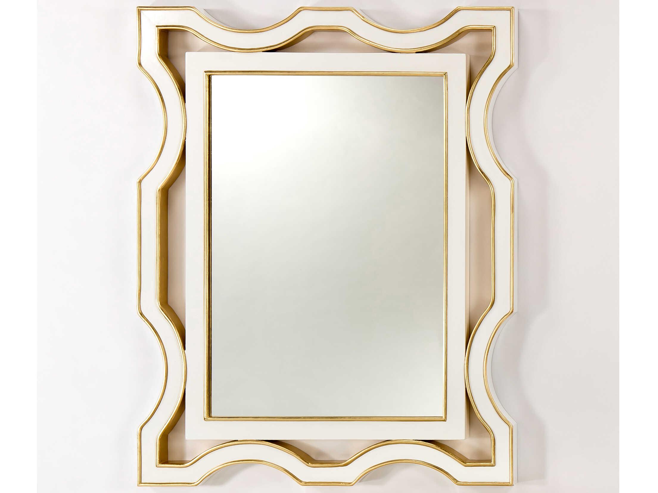 Artmax White Semi Gloss Bright Goldleaf Wall Mirror Rectangular