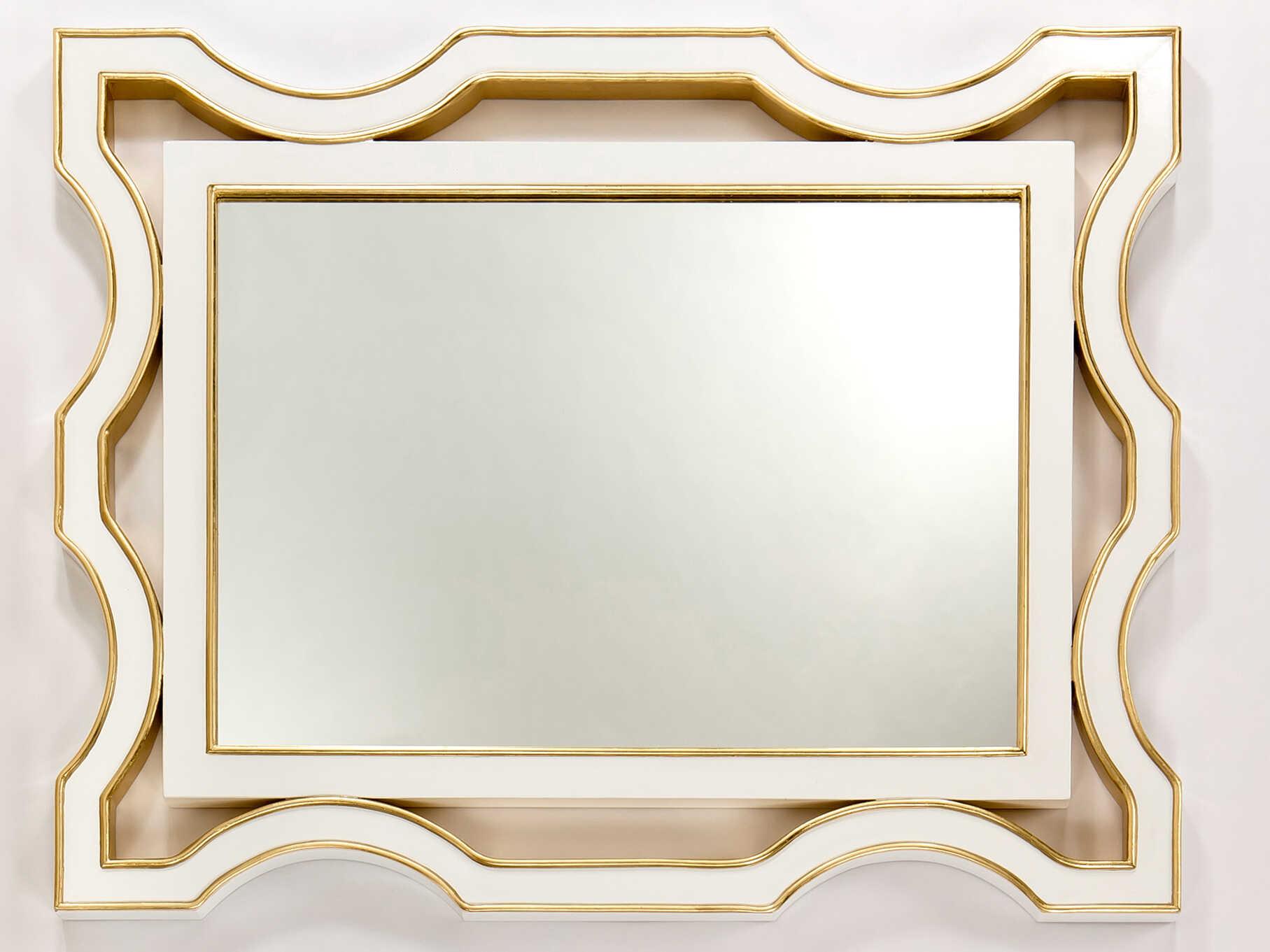 Artmax White Semi Gloss Bright Goldleaf Wall Mirror Rectangular