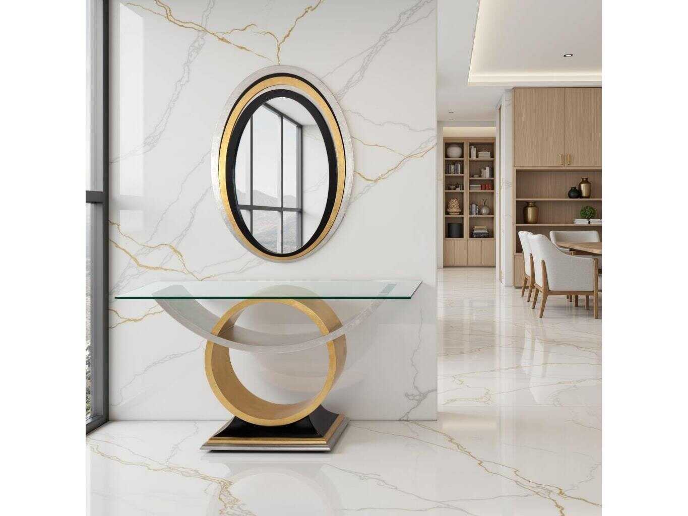 Artmax Silverleaf Goldleaf Black Wall Mirror Oval