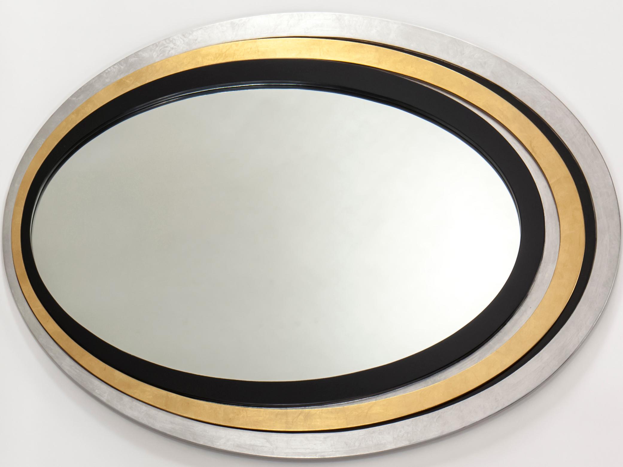 Artmax Silverleaf Goldleaf Black Wall Mirror Oval