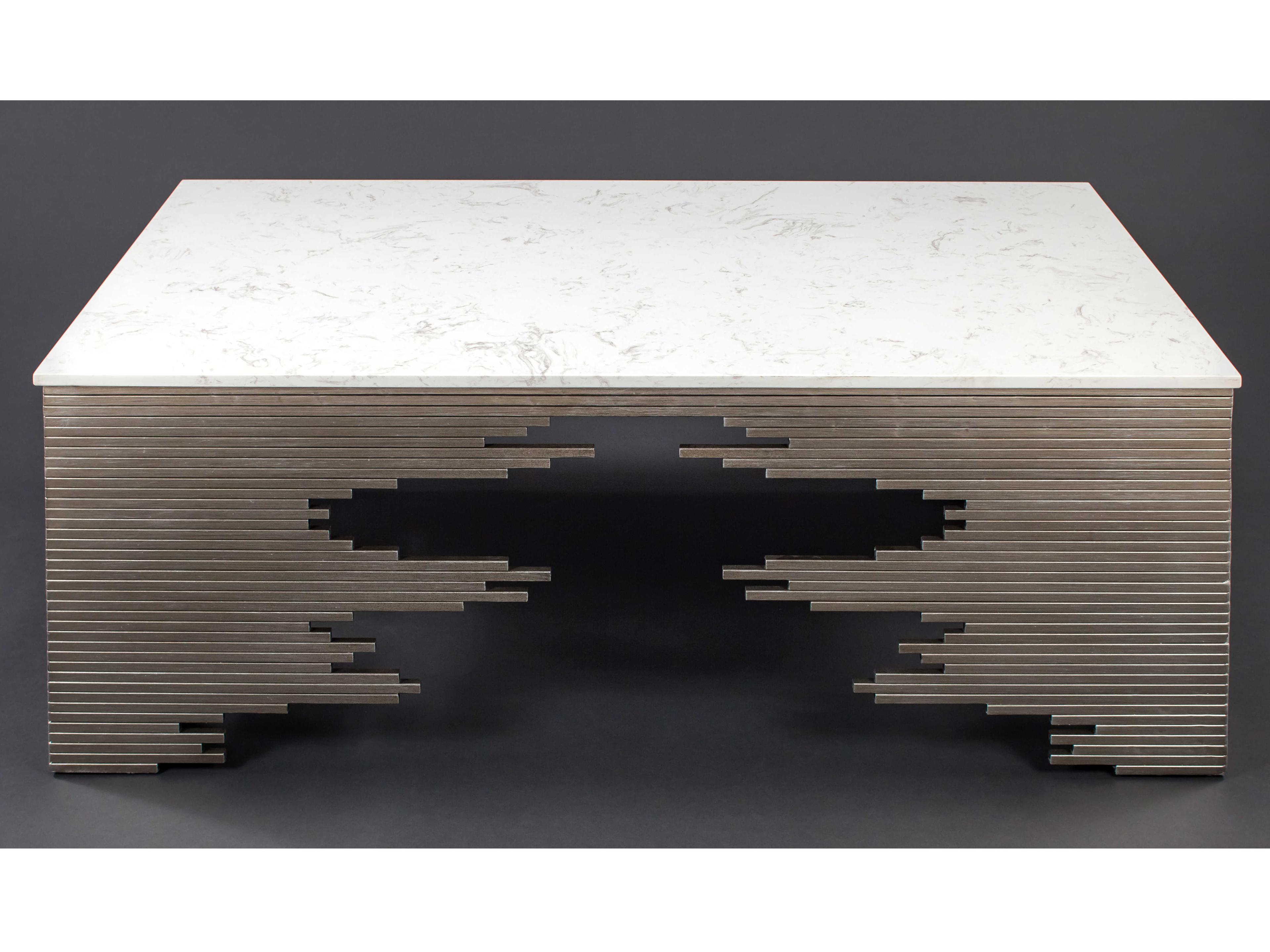 Artmax 54" Rectangular Marble Aged Silver Coffee Table