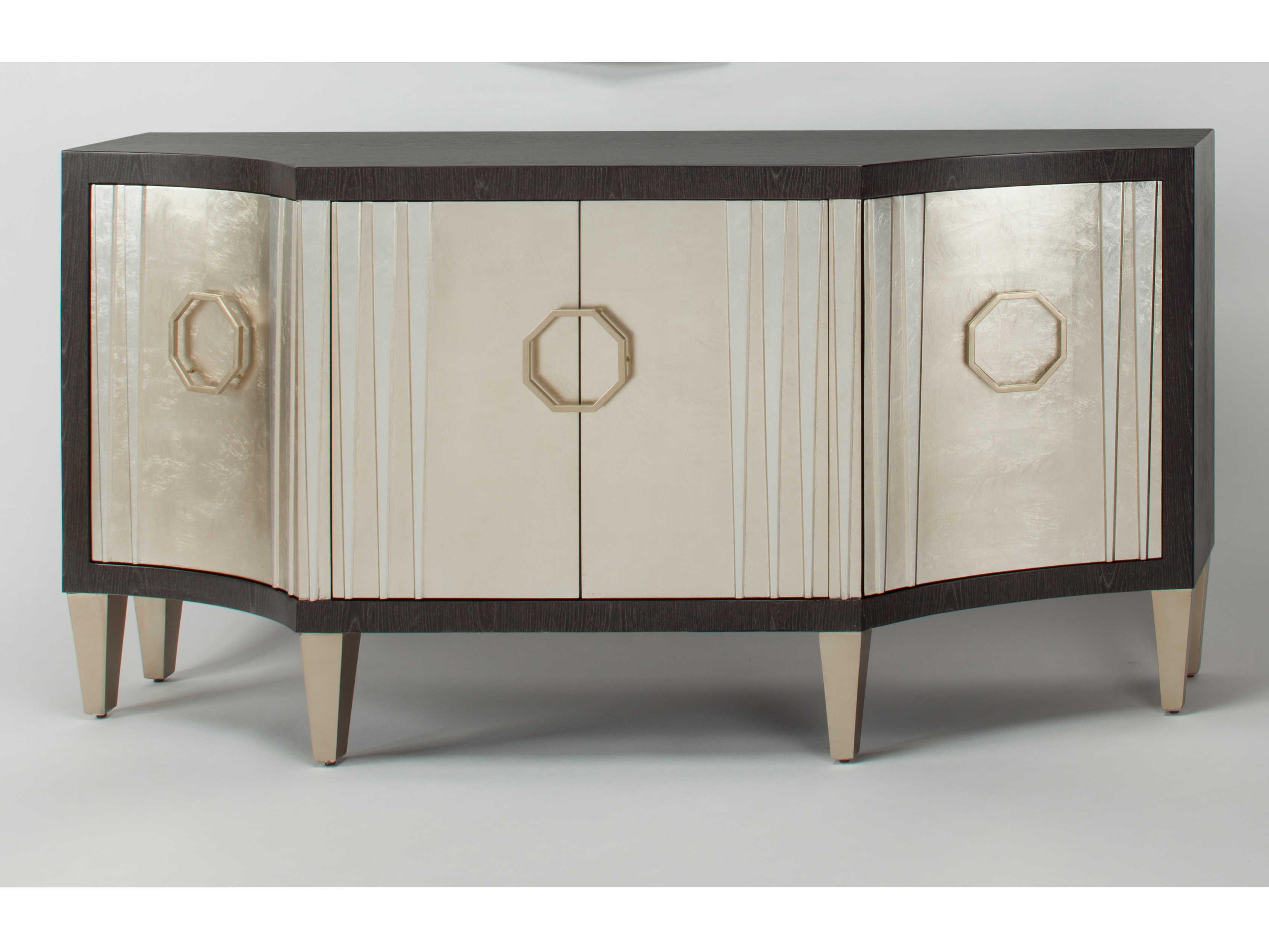 Artmax 72" Oak Wood Charcoal Champagne Old Gold Sideboard